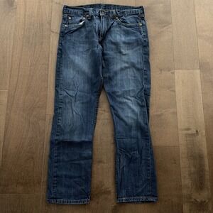 Levis 513 Jeans Mens 34x30 Blue Denim Slim Straight Fit Dark Stone Wash Red Tab